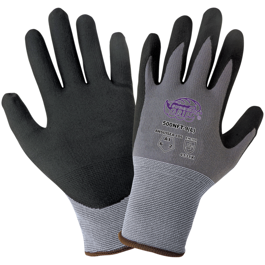 Tsunami Grip® Lightweight Seamless New Foam Technology Palm Coated Retail Ready Gloves with Cut, Abrasion, and Puncture Resistance