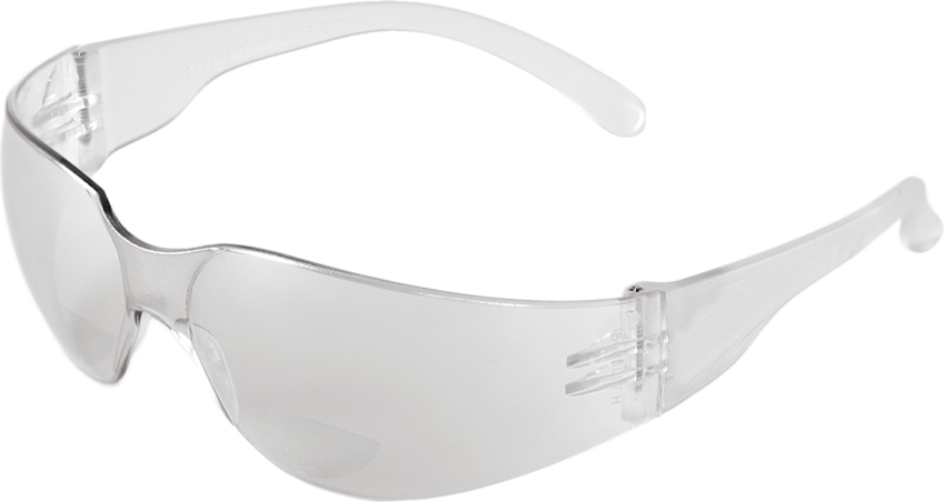 Torrent™ Clear 2.0 Diopter Bifocal Reader Style Lens, Frosted Clear Frame Safety Glasses