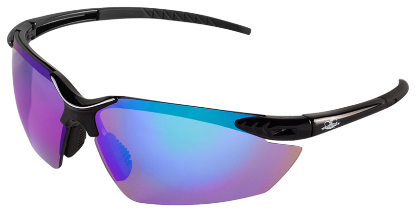 Mojarra® Copper with Blue Mirror Lens, Shiny Black Frame Safety Glasses
