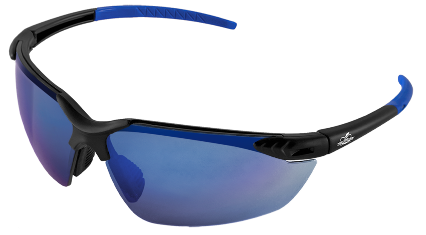 Mojarra® Blue Mirror Lens, Matte Black Frame Safety Glasses
