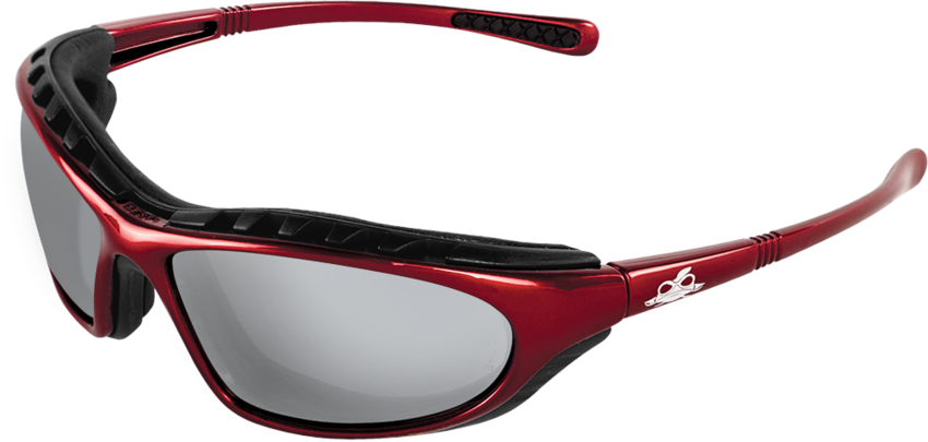 Steelhead® Silver Mirror Anti-Fog Lens, Shiny Red Frame Safety Glasses - LIMITED STOCK
