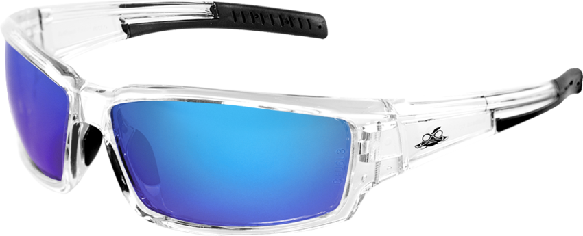 Maki® Blue Mirror Anti-Fog Lens, Crystal Clear Frame Safety Glasses