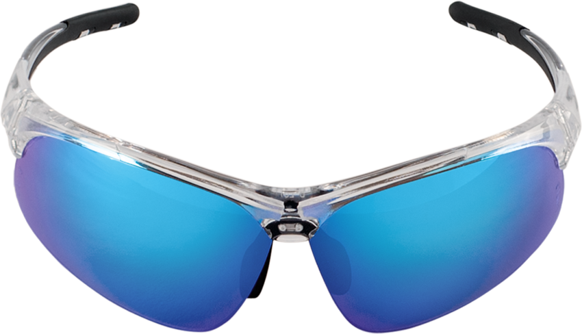 Wahoo® Blue Mirror Lens, Crystal Clear Frame Safety Glasses