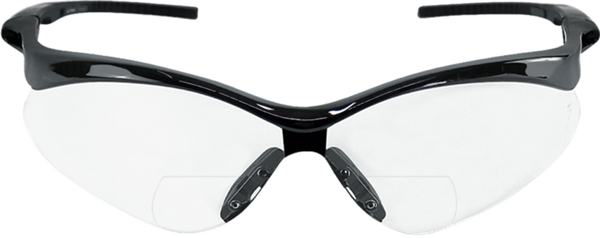 Spearfish® Clear Performance Fog Technology 1.5 Diopter Bifocal Reader Style Lens, Shiny Black Frame Safety Glasses