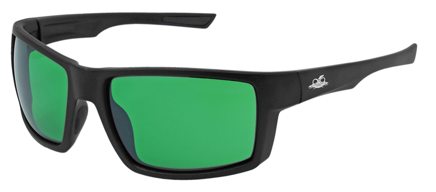 Sawfish™ Green LED Blocker Lens, Matte Black Frame Safety Glasses