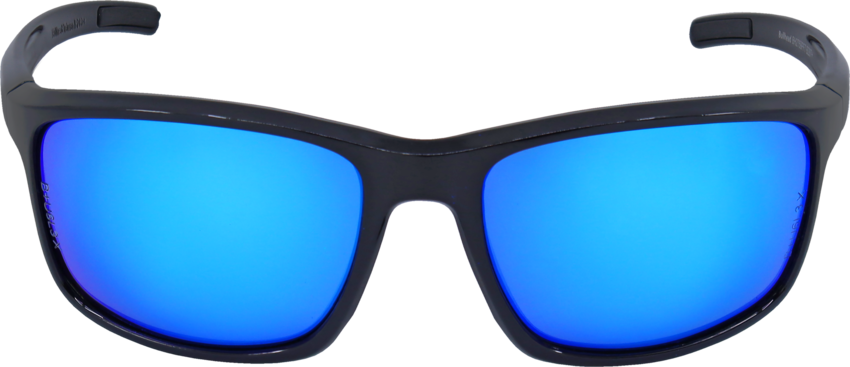 Pompano™ Blue Mirror Performance Fog Technology Lens, Shiny Black Frame Safety Glasses