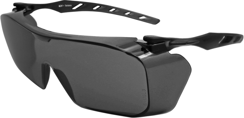 Over-The-Glass Smoke Lens, Frosted Gray Frame Visitor Specs Safety Glasses