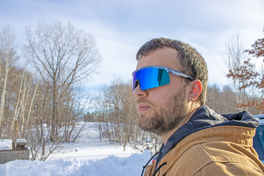 Whipray™ Blue Mirror Performance Fog Technology Polarized Lens, Silver Inlay Frame Safety Glasses