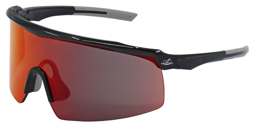 Whipray™ Red Mirror Performance Fog Technology Lens, Shiny Black Frame Safety Glasses