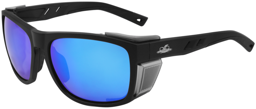 Knifejaw&trade; Blue Mirror Polarized Performance Fog Technology Lens, Matte Black Safety Glasses