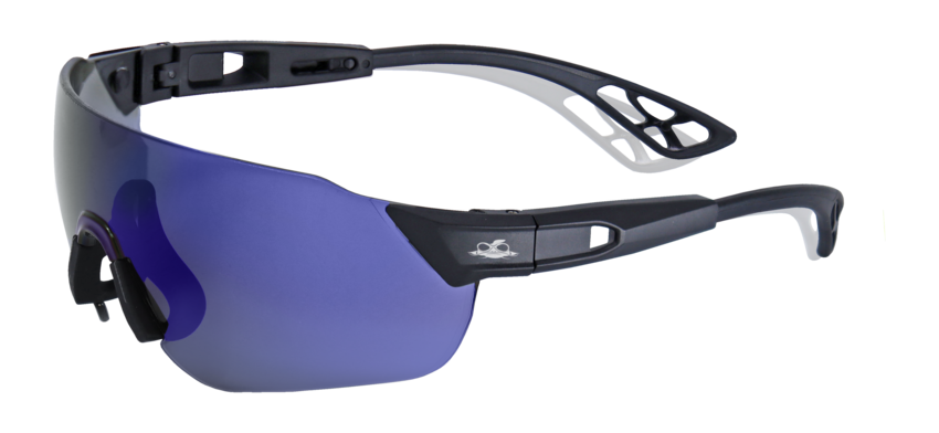 Tetra™ Blue Mirror Anti-Fog Lens, Matte Black Frame Safety Glasses