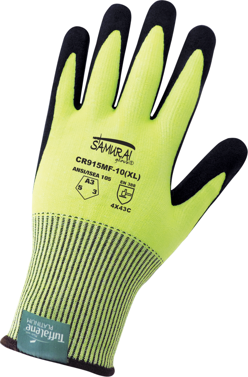 Samurai Glove&reg; High-Visibility Cut, Abrasion, and Puncture Resistant Gloves Made with Tuffalene&reg; Platinum - LIMITED STOCK