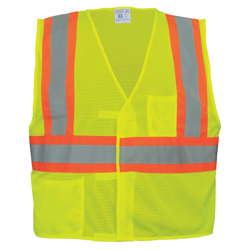 FrogWear® HV High-Visibility Yellow/Green Lightweight Mesh Vest with Orange Contrasting Trim