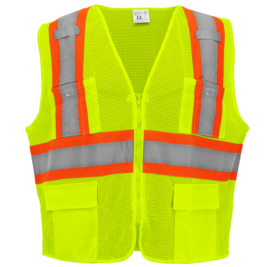 FrogWear® HV High-Visibility Yellow/Green Lightweight Mesh Surveyors Vest