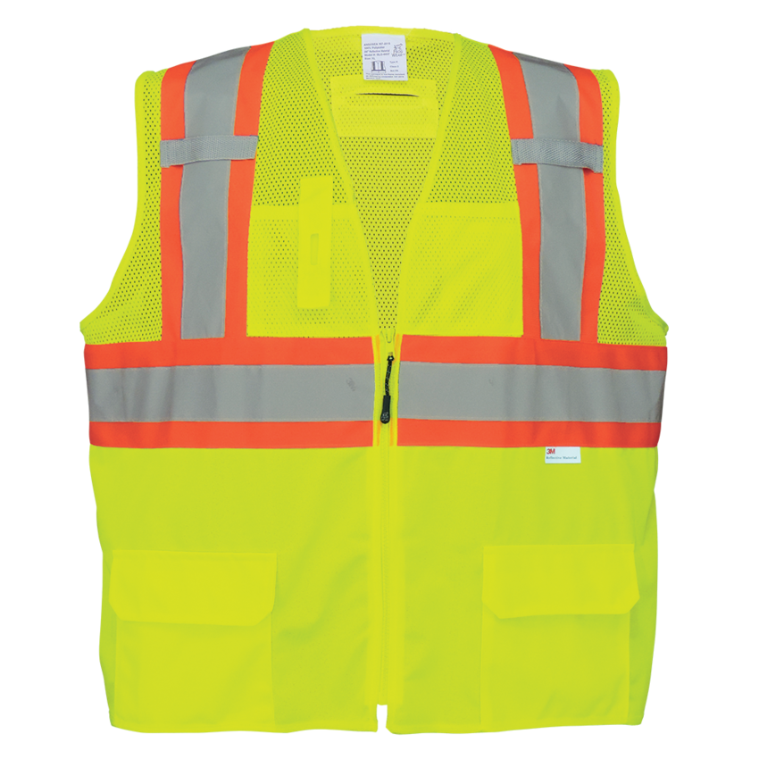 FrogWear® HV Solid and Mesh Polyester High-Visibility Surveyors Safety Vest