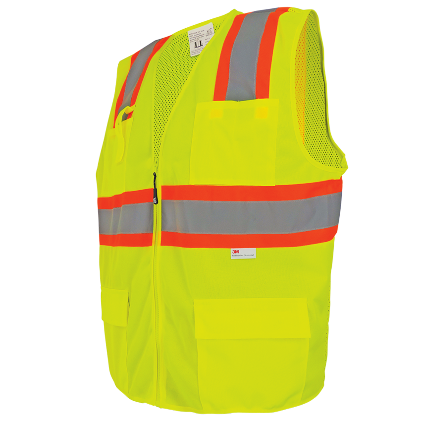 FrogWear® HV High-Visibility Yellow/Green Solid and Mesh Polyester Surveyors Vest