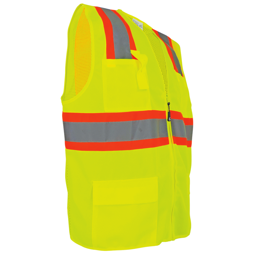 FrogWear® HV High-Visibility Yellow/Green Solid and Mesh Polyester Surveyors Vest