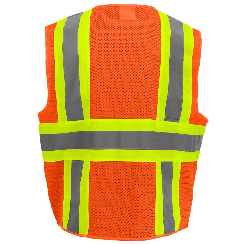 FrogWear® HV High-Visibility Orange Lightweight Mesh Surveyors Vest with Contrasting Trim