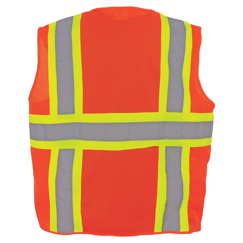 FrogWear® HV High-Visibility Orange Mesh/Solid Surveyors Safety Vest