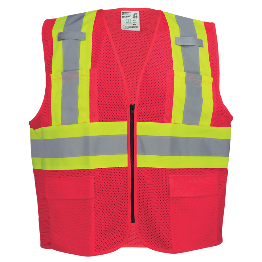 FrogWear® HV Lightweight High-Visibility Red Mesh Surveyor Vest