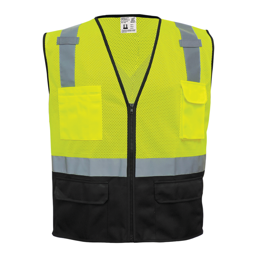 FrogWear® HV High-Visibility Polyester Solid Black Bottom Safety Vest