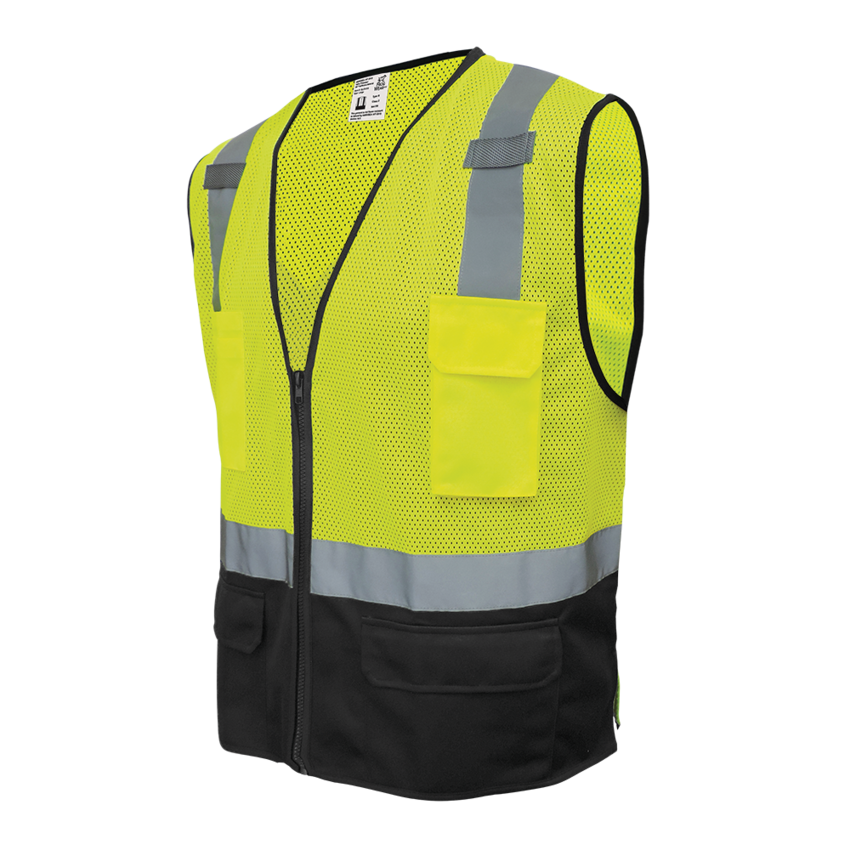 FrogWear® HV High-Visibility Polyester Solid Black Bottom Safety Vest