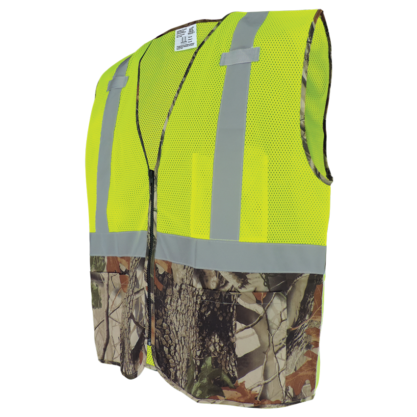 FrogWear® HV High-Visibility Yellow/Green Safety Vest with Camouflage Bottom