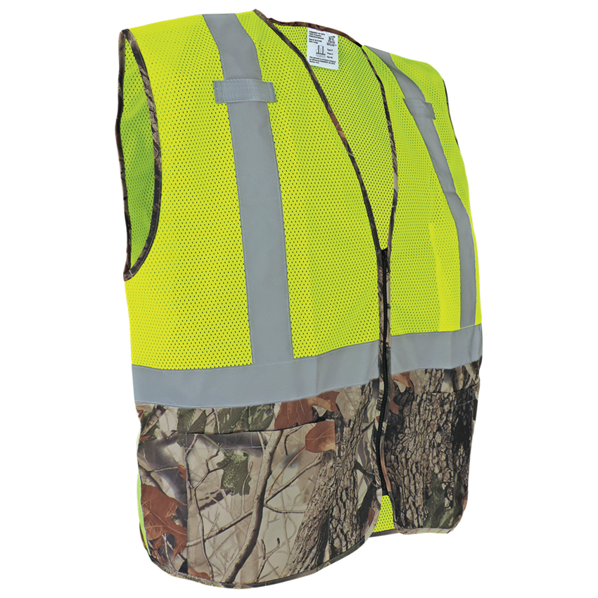 FrogWear® HV High-Visibility Yellow/Green Safety Vest with Camouflage Bottom