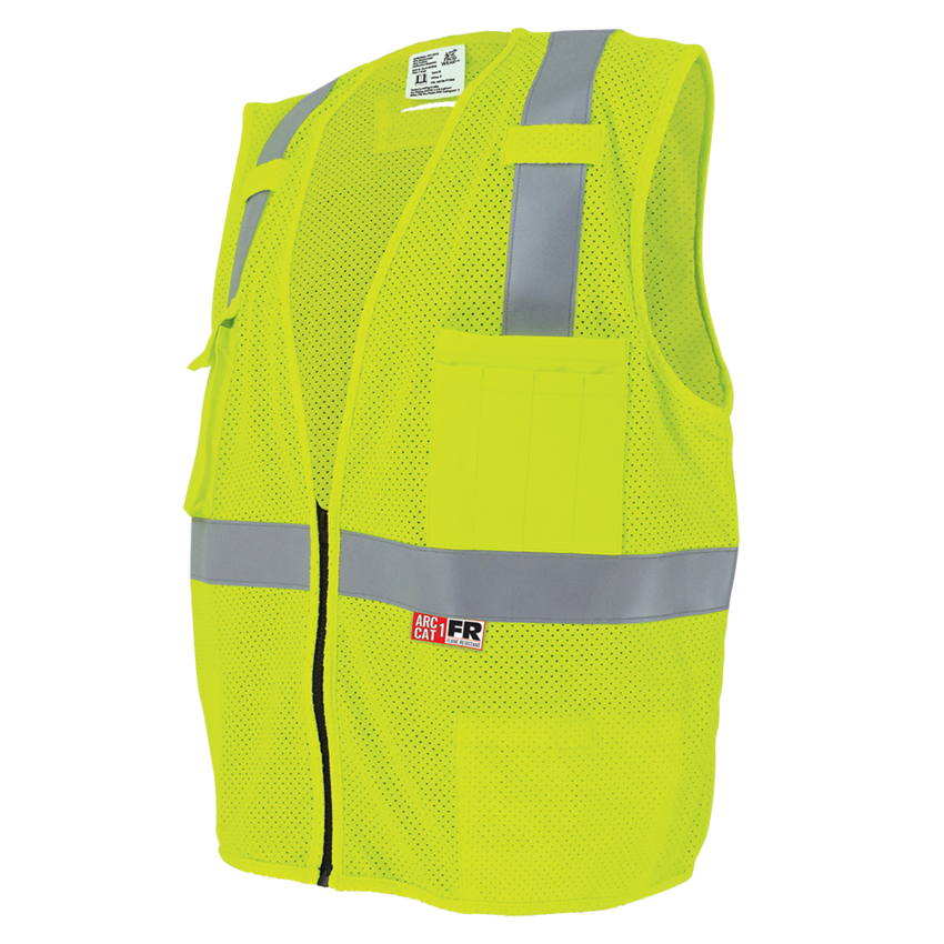 FrogWear® HV Flame-Resistant High-Visibility Yellow/Green Surveyors Safety Vest