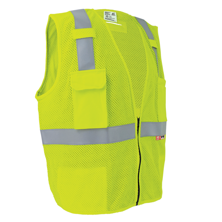 FrogWear® HV Flame-Resistant High-Visibility Yellow/Green Surveyors Safety Vest