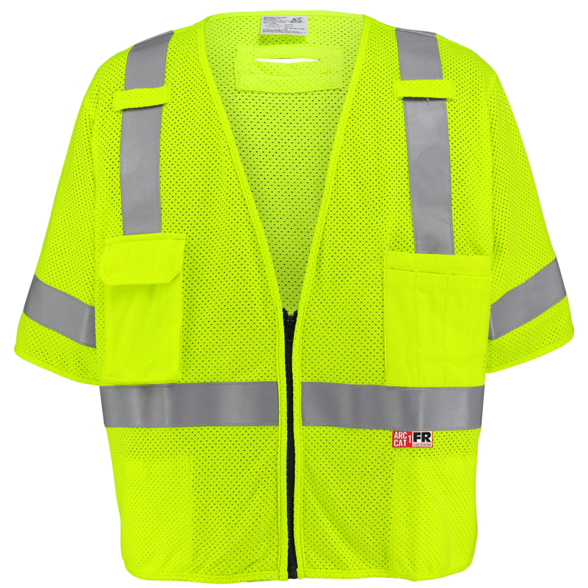 FrogWear® HV Flame-Resistant Surveyors Safety Vest with Sleeves