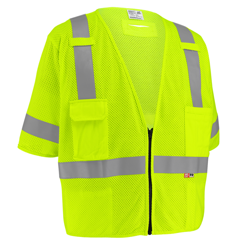 FrogWear® HV Flame-Resistant Surveyors Safety Vest with Sleeves