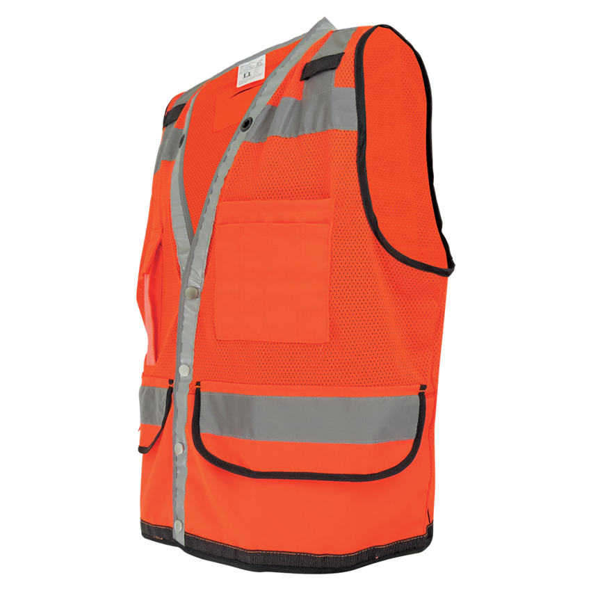 FrogWear® HV Lightweight High-Visibility Orange Mesh and Solid Surveyors Safety Vest