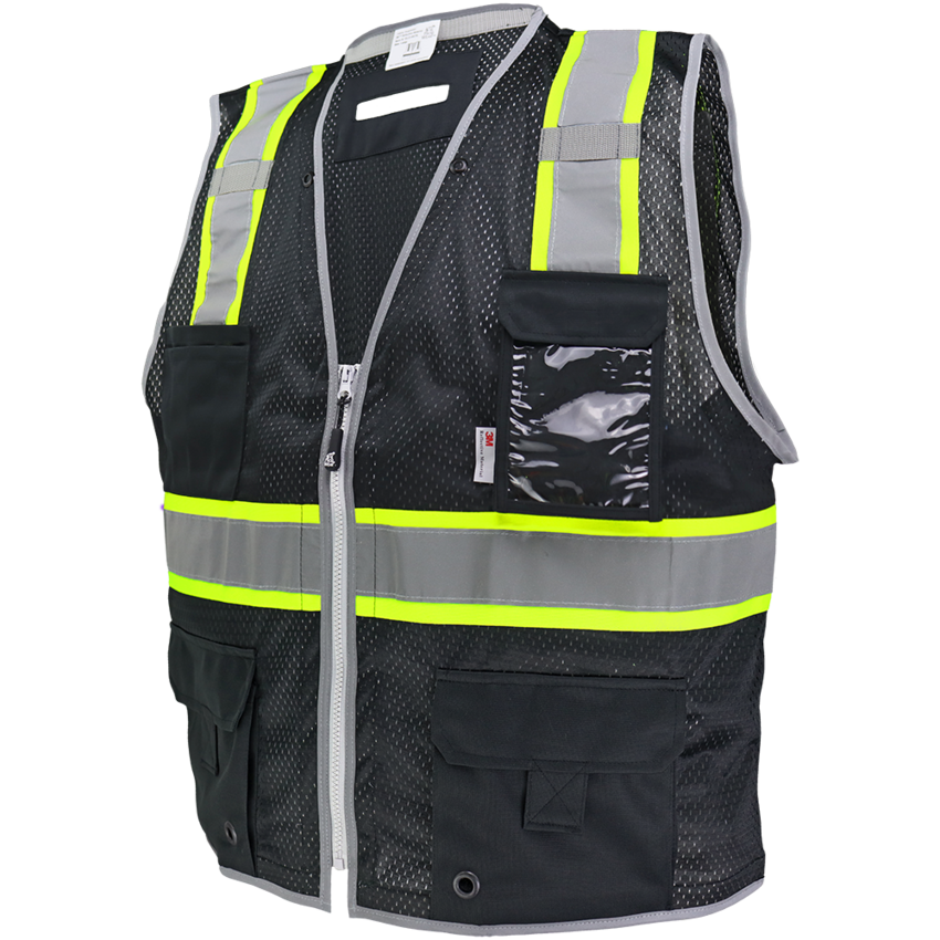 FrogWear® HV Black Enhanced Visibility Surveyors Safety Vest