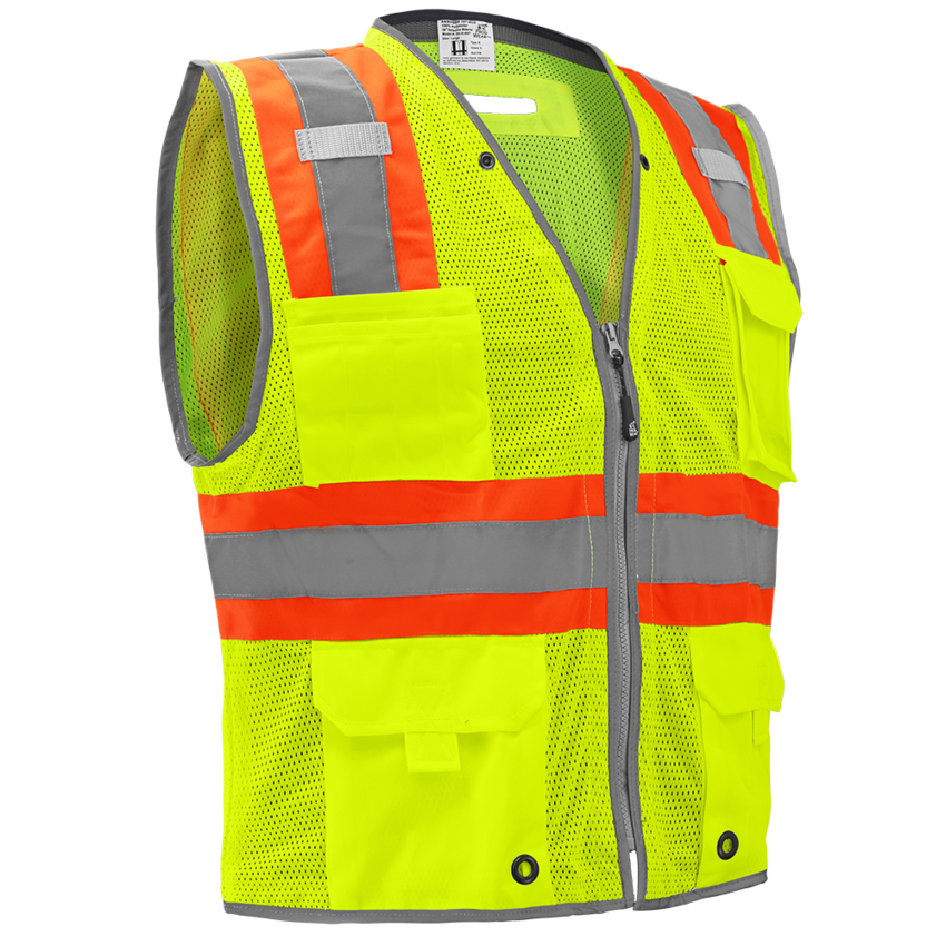 FrogWear® HV Premium High-Visibility Yellow/Green Polyester Surveyors Safety Vest