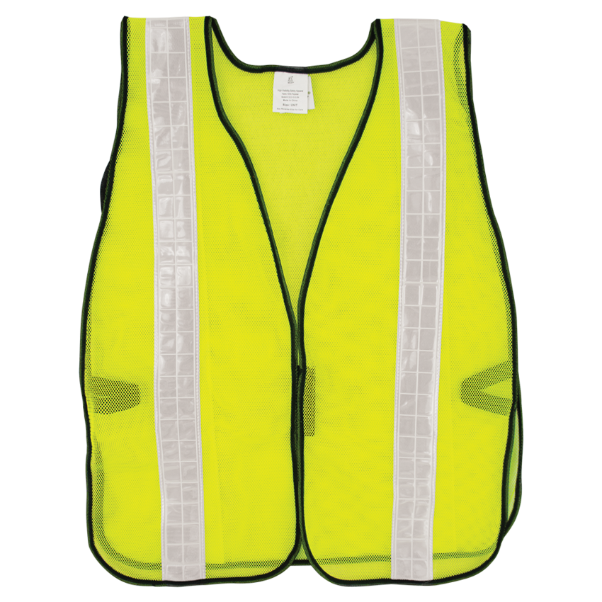 FrogWear® HV Enhanced Visibility Yellow/Green Economy Mesh Safety Vest with Wide Reflective