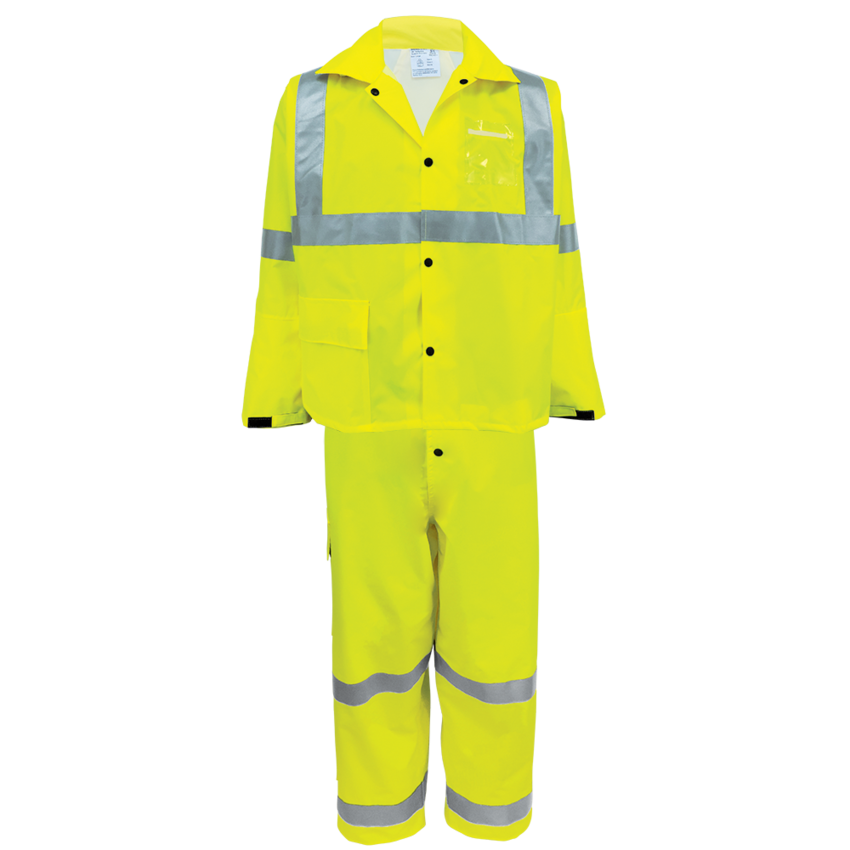 FrogWear® HV High-Visibility Self-Extinguishing Yellow/Green Rain Jacket