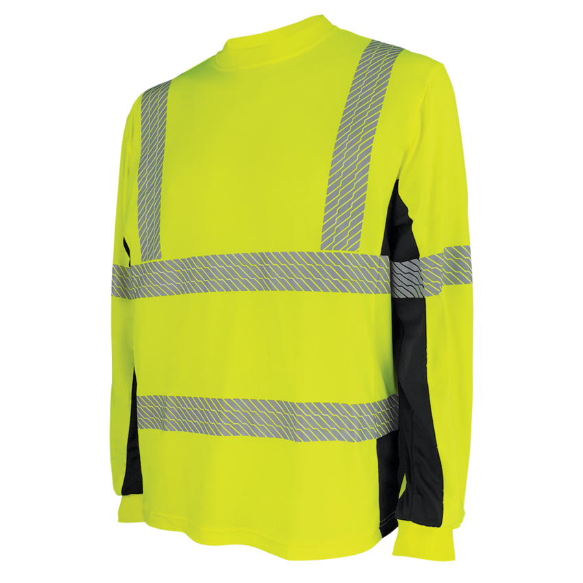 FrogWear® HV Premium Athletic High-Visibility Long-Sleeved Shirt with Breathable Black Mesh