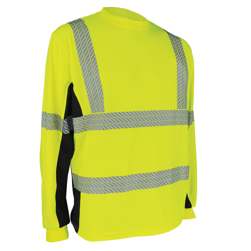 FrogWear® HV Premium Athletic High-Visibility Long-Sleeved Shirt with Breathable Black Mesh