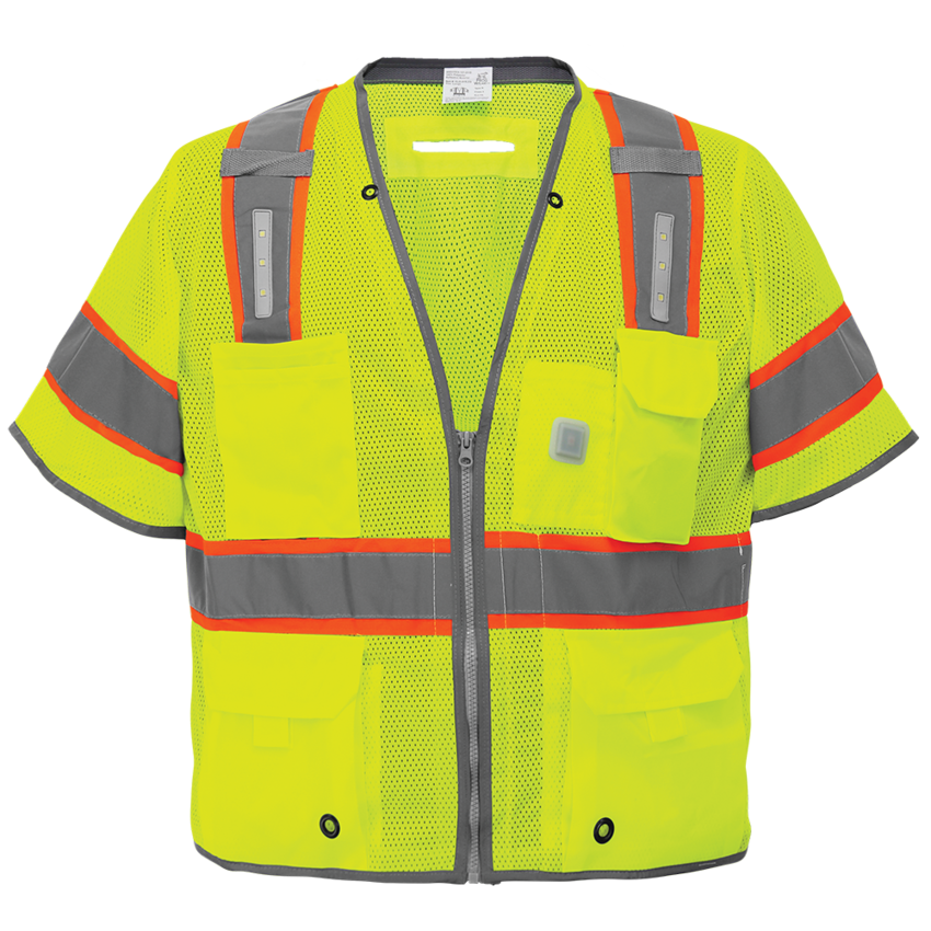 FrogWear® HV Premium LED Surveyors Safety Vest with Sleeves