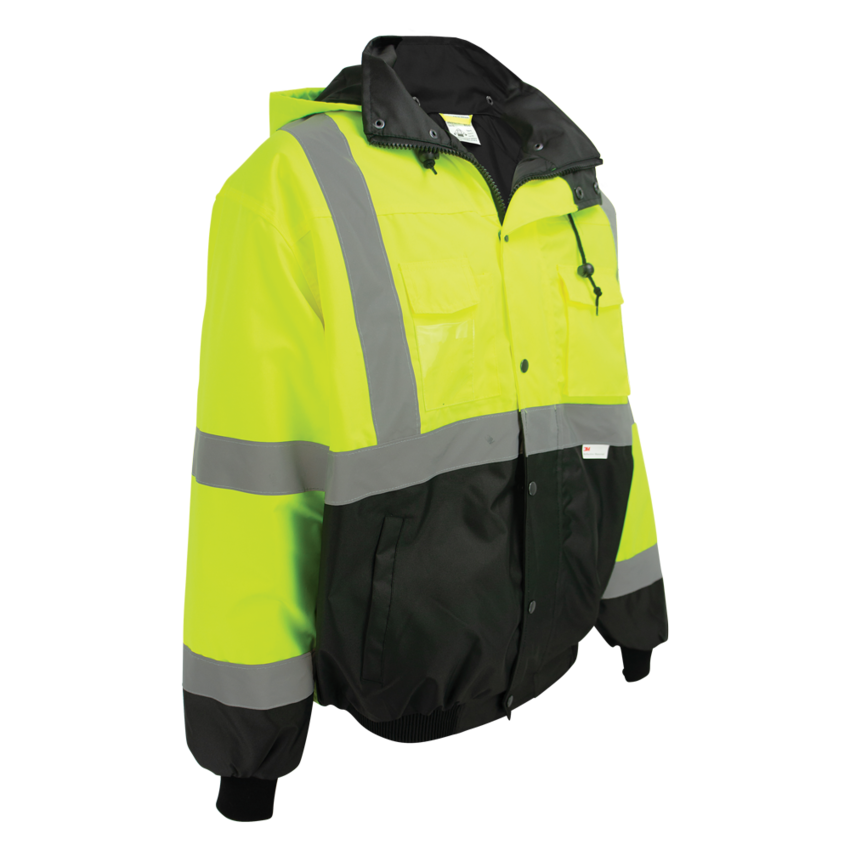 FrogWear® HV High-Visibility Black Interior Winter Bomber Jacket