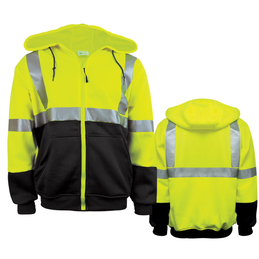 FrogWear® HV High-Visibility Polyester Fleece Hooded Sweatshirt
