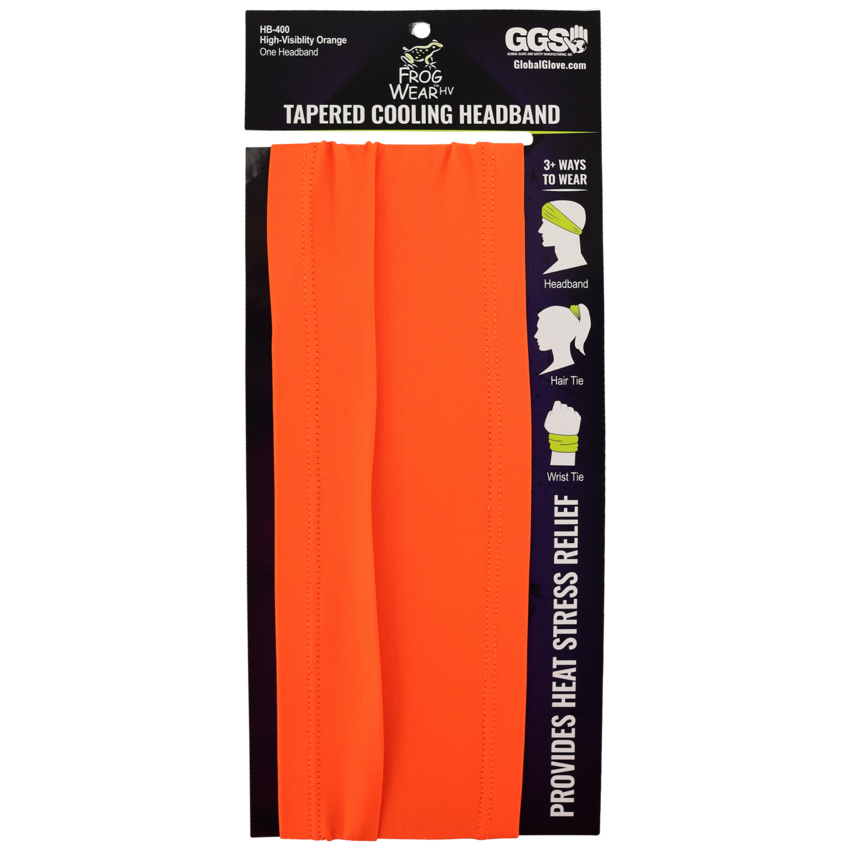 FrogWear™ HV High-Visibility Orange Tapered Cooling Headband with Four-Way Stretch