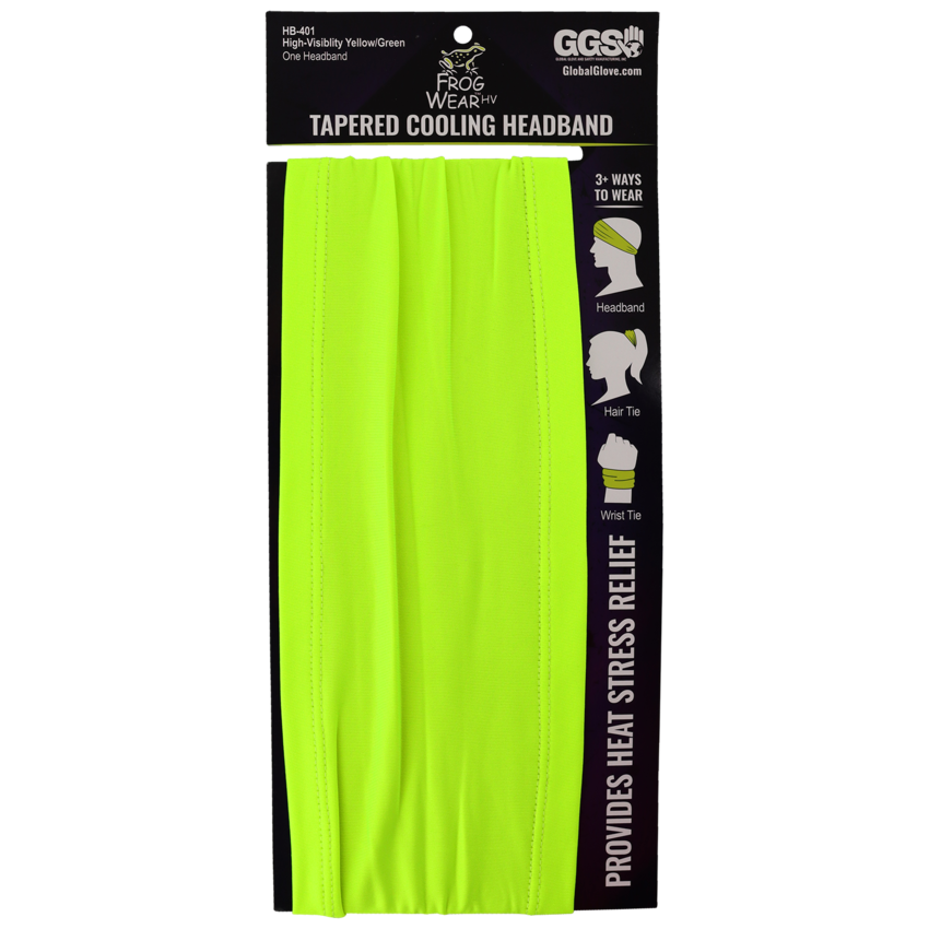 FrogWear™ HV High-Visibility Yellow/Green Tapered Cooling Headband with Four-Way Stretch