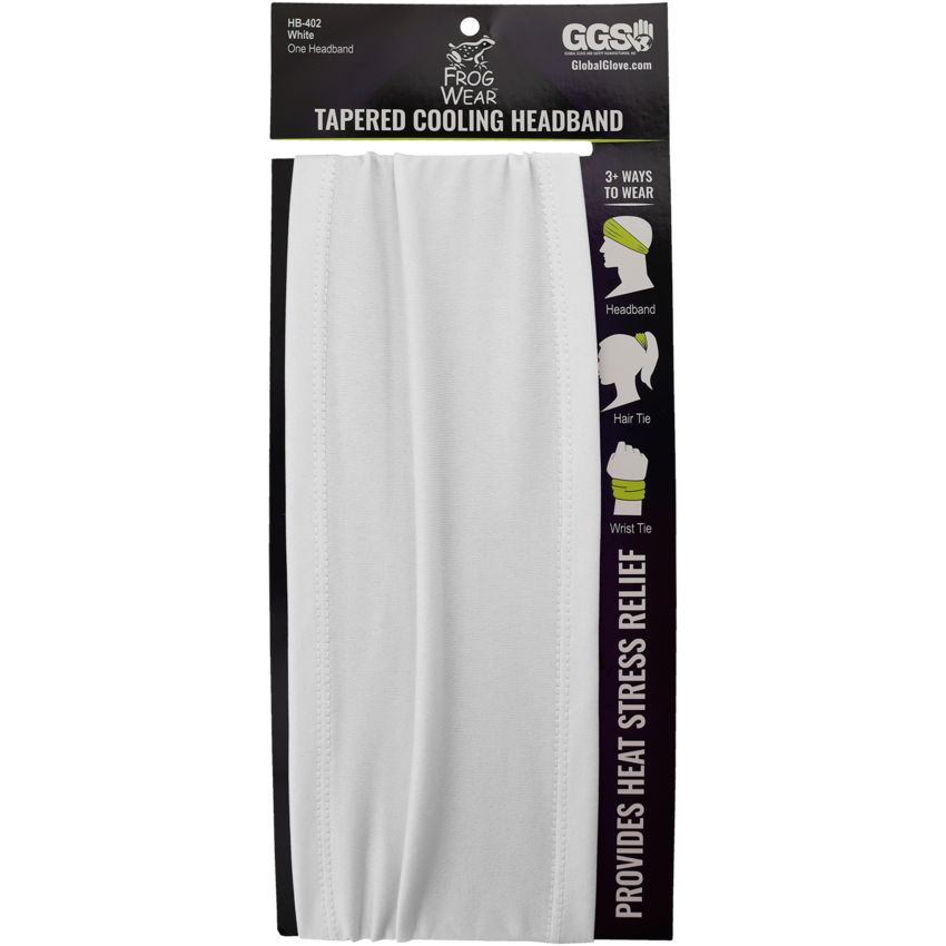 FrogWear™ White Tapered Cooling Headband with Four-Way Stretch