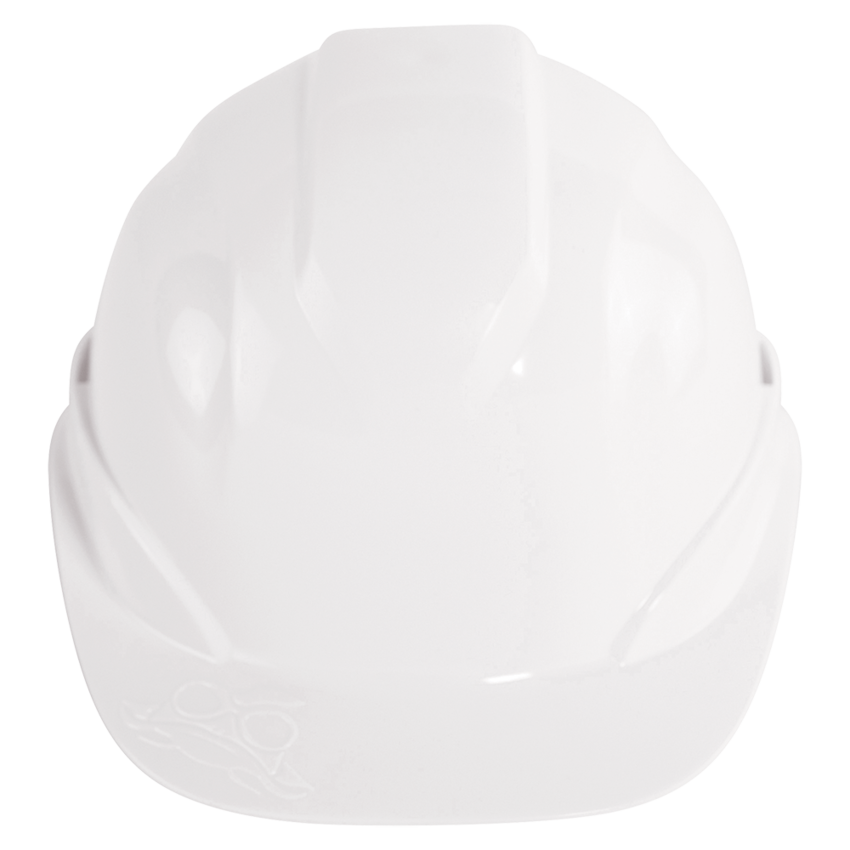 Bullhead Safety™ Head Protection White Unvented Cap Style Hard Hat With Six-Point Slide Lock Suspension