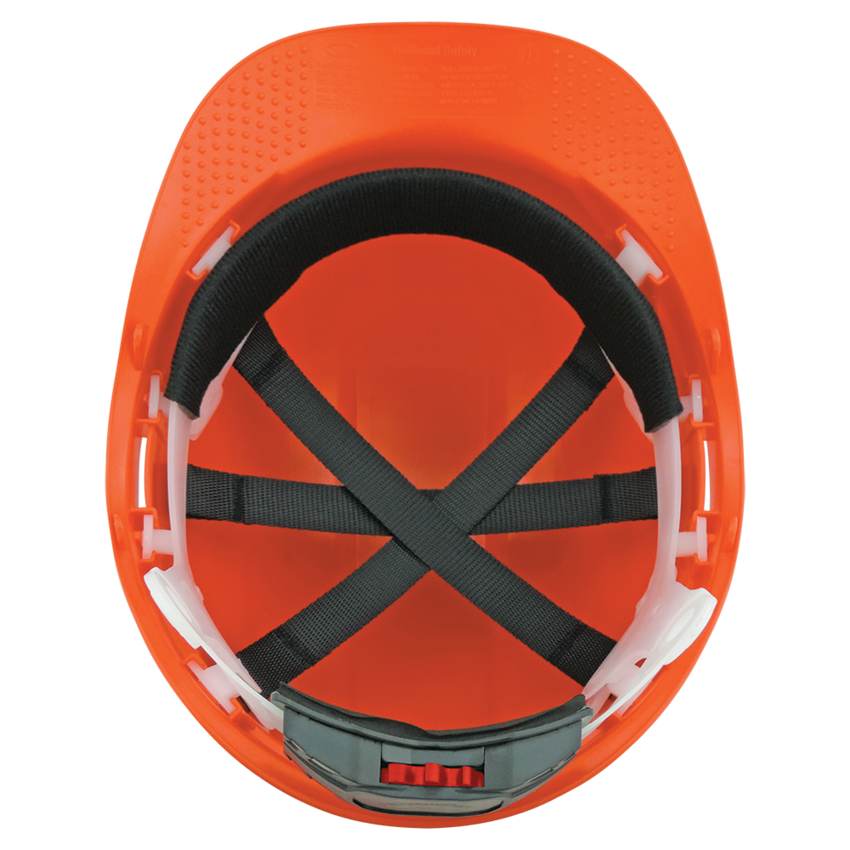 Bullhead Safety™ Head Protection Orange Unvented Cap Style Hard Hat With Six-Point Ratchet Suspension