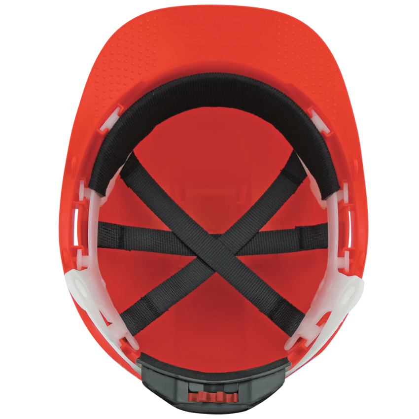 Bullhead Safety™ Head Protection Red Unvented Cap Style Hard Hat With Six-Point Ratchet Suspension
