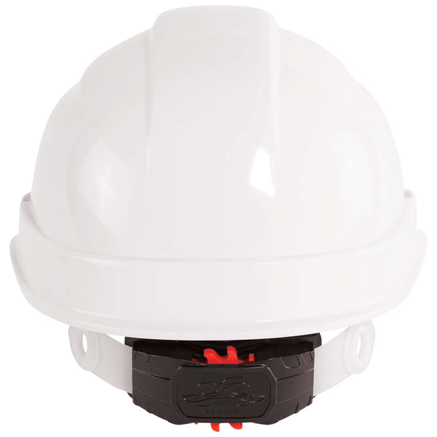 Bullhead Safety™ Head Protection White Unvented Cap Style Hard Hat With Six-Point Ratchet Suspension