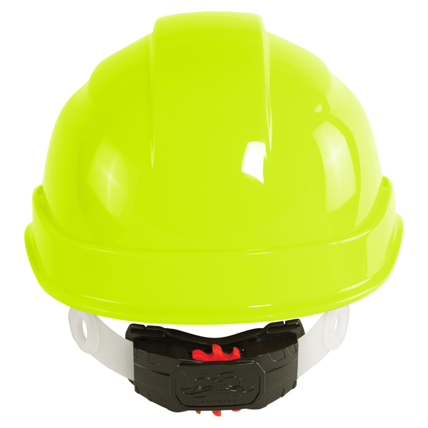 Bullhead Safety™ Head Protection High-Visibility Yellow/Green Unvented Cap Style Hard Hat With Six-Point Ratchet Suspension
